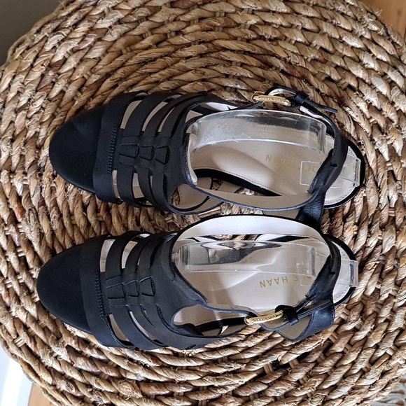 Cole Haan Womens Jacey Black Leather‎ Block 3" Heel Strappy Cage Sandals S-7.5 - Picture 6 of 10